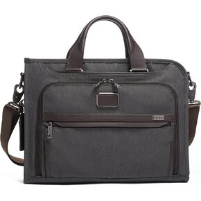 TUMI Slim Deluxe Portfolio - Ballistic Nylon Briefcase for Men & Women - Stylish Organizer Briefcase for Business & Travel - Anthracite