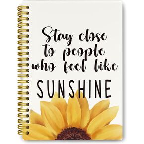 Positive Summer Sunflower Journaling Notebook, Farmhouse Stay Close to People Who Feel Like Sunshine Spiral Hardcover Notebook for Girl, Aesthetic School Supplies, Notebooks College Ruled 5.5 x 8.3