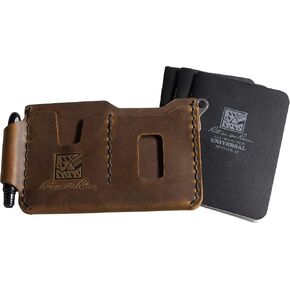 Rite in the Rain The GUIDE Genuine Leather Notebook Wallet Kit, 5.625" x 4.5". Includes an EDC Pocket Pen and a 3 Pack of Stapled Notebooks. (No. V771-KIT)