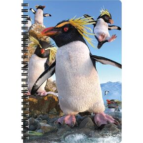 Notebook - Rockhoppers from Deluxebase. 80 Page Lined Lenticular 3D Penguin Notebook. 8.5 x 5.5 in. Superb school or work stationery with artwork licensed from artist David Penfound