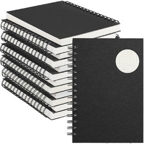 Geyoga 12 Pack A5 Graph Paper Spiral Notebooks Bulk 8.3"x5.7" Quad Grid Paper Spiral Graphing Journals 100gsm 200 Pages Grid Notepads Hardcover for Office Aesthetic Engineering (Black)