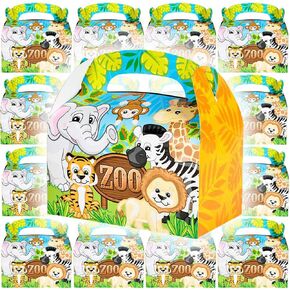 The Dreidel Company Zoo Animal Treat Boxes, Birthday Party Favor Gift-Box for Kids Birthday, Weddings Events, Baby Shower, 6.25" x 3.5" x 3.5" Inch Box Zoo Animal Treat Box