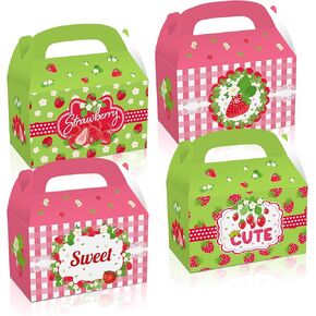 24 Pcs Strawberry Party Favor Boxes Colorful Fruity Gift Boxes Cute Fruit Strawberry Goodie Boxes for Holiday Birthday Gift Wrap
