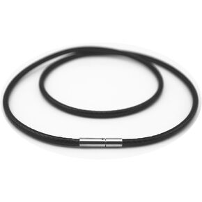 Glory Qin 2mm Dark Brown Leather Cord Stainless Steel Rice Clasps Necklace Rope 16 to 28 Inch (Dark Brown 16 Inch)