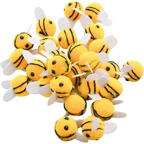 30 Pcs Felt Bees for Crafts Cute Pom Pom Bees Small Felt Craft Balls Mini Bees Figures for Decorations DIY Supplies