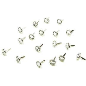 Syntego Brads for Crafts & Scrapbooking Clear Round Crystal Brads 10mm Silver Pack of Approx 100