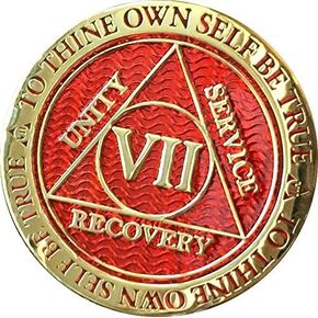 RecoveryChip 7 Year AA Medallion Reflex Red Gold Plated Chip