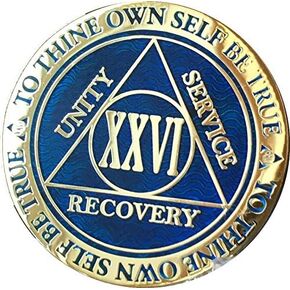 RecoveryChip 26 Year Reflex Blue Gold Plated AA Medallion Chip