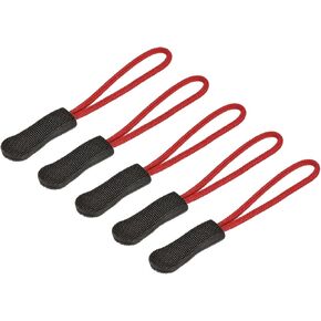MECCANIXITY Zipper Pulls Pull Head Handle Replacement Tab Tag Cord Extender for Backpacks Bags Handbags, Black Red Pack of 60