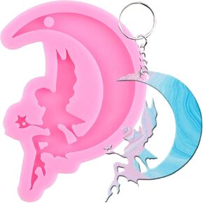 Resin Molds Angel Silicone Molds Moon Keychain Mold for DIY Backpack Pendant Epoxy Making Necklace Decoration Craft