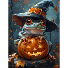 Bimkole 5D Diamond Arts Painting Kits Halloween Frog, Full Drill DIY Rhinestone Embroidery Set Paint with Diamonds Art Animal Flowers by Number Kits Cross Stitch Home Wall Craft Decoration (12x16Inch)