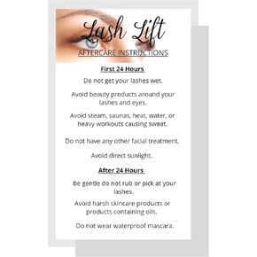 Lash Lift Aftercare Instruction Cards | 50 Pack | 2 x 3.5inch inches Business Card Single Side | Eyelash Lift Kit at Home DIY aftercare Supplies | Blue Eye Photo Design
