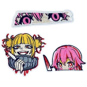 3Pcs Japanese Cartoon Characters Logo Iron On Sew On Embroidered Patch for Jackets Backpacks Jeans and Clothes Badge Applique Sign Decal, D240125-rimankatong, colourful