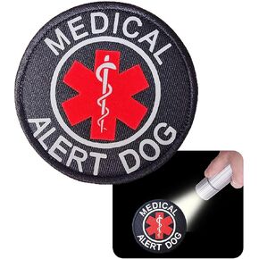 Reflective Service Dog Patch, EMS EMT Medical Alert Dog Tactical Military Hook & Loop Patches for Service Dog Vests