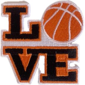 Love Basketball Iron On Patches for Clothing Saw On/Iron On Embroidered Patch Applique for Jeans, Hats, Bags, Orange