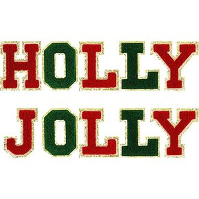 10 Pcs Holly Jolly Patch, Iron on Patches Sew On Alphabet Patch Letter Patches for Christmas Crafts Clothing Accessory Decor Supplies