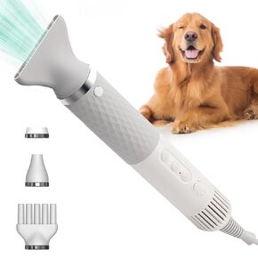 ThinkPet Dog Hair Dryer for Pet Grooming High Velocity Force Blower - Lightweight Portable Dog Dryer for Small Medium Large Dogs Grooming Hair Dryer - 4 Levels Temperature 3 Blow Speed 4 Nozzle Green