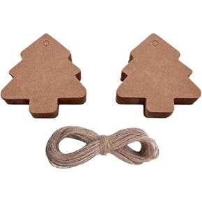 Christmas Tree Tags | 100 Tags with 22 Yards Twine | Kraft Paper Hanging Ornament Gift Tags Parcel Tags Luggage Label String Pendant Decal (White)