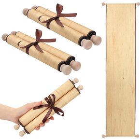 Epakh 2 Pack Blank Paper Scrolls 9 x 144 Inches Wrapped on Wood Rod for Writing, Drawing, Calligraphy, Wedding Vows, Cosplay Prop, Renaissance Festivals, Tabletop Role Playing Game(White Color)