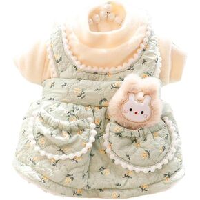 AZA Dog Princess Dresses for Small Dogs Bunny Suspenders Dress Clothes Double Pockets Costume Flower Pet Girl Cute Coat Outfits Fall Costumes Winter Thick Dog Sweater (L,Pink)