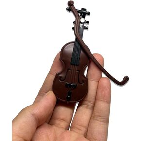 Brown Miniature Violin with Stand, Bow and Case - Perfect Mini Musical Instrument for Dollhouse Decoration and Collectors, Acoustic Violins, Violins, ornamental