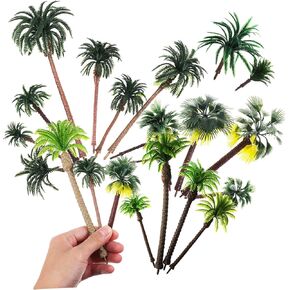 19Pcs Miniature Palm Trees Artificial Plastic Trees for Cupcake Toppers Landscape and Garden Decoration Scenery Model for Parties and Events