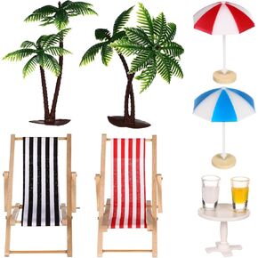 Abaodam Beach Zen Garden Accessories Set Model Child Miniature Plastic Umbrella Dollhouse Beach Furniture, Medium, G9XP40EO25K1299NZ39KL