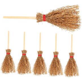 Toyvian 6pcs Mini Broom Witches Hats Brooms Witches Prop Broom Miniature Wizard Broom Purple Witch Hat Mini Straw Broom Scarecrow Hats for Adults Supplies Christmas Tree Child Beech