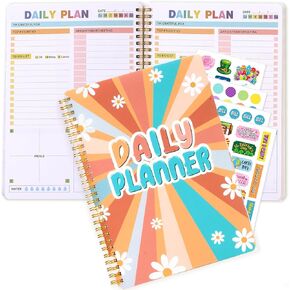 Spiral Notebook - 8×10inch, 2025 Calendar Year Day Planner, Journaling Notebooks, Weekly and Monthly Planner, Daily Notepad, Hard Cover Spiral Journal Notebook,To Do List Notebook,Boho