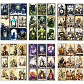 180Pcs Dark Academia Scrapbook Paper, Vintage Junk Journal Supplies for Scrapbooking Kit, Magic Potion Decoupage Paper for Collage, Decorative Craft DIY, Witch Decor for Wall Collage Kit in Kuwait