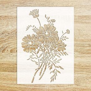Stencil (6"x8") Wildflowers Bouquet Art Deco FLONZ Decorative Stencil Template for Wall Painting Scrapbooking and Cake Decoration