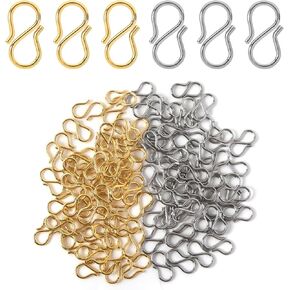 100 Pcs Necklace Shortener Clasp S-Hook Stainless Steel Jewelry Repair Kit Connectors for Necklaces Bracelet Thin Chain Jewelry Making DIY