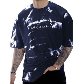 SOLY HUX Men's T Shirt Tie Dye Letter Print Short Sleeve Casual Tee Tops