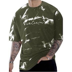 SOLY HUX Men's T Shirt Tie Dye Letter Print Short Sleeve Casual Tee Tops
