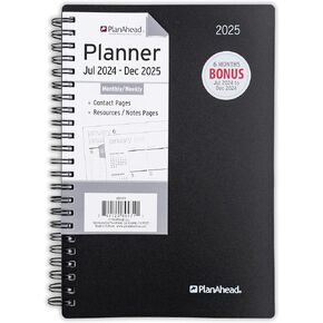 PlanAhead 2025 Planner - 8"x5.5" 18 Month Weekly & Monthly Academic Planner Notebook with Tabs - Spiral Calendar Agenda for School, Work & Office - No Color Selection Available, Chosen Randomly (Random 2025)