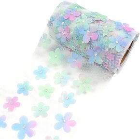 Rainbow Tulle Rolls 4.7 inch x 10 Yards (30 feet) Blue for Table Runner Chair Sash Bow Pet Tutu Skirt Sewing Crafting Fabric Wedding Unicorn Halloween Party Gift Ribbon (Gradient Blue)