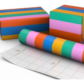 Hallmark Wrapping Paper Mini Roll - Orange, Blue, Pink and Green Stripes Gift Wrap Paper (1 Mini Roll: 40 sq. ft. ttl.) for Birthdays, Graduations, Mother's Day, Any Occasion
