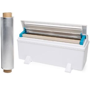 IDL Packaging WP-179DA 12" FoilMaster Dispenser for Aluminum Foil Roll, White – Professional Dispenser with Cutter for Foil Wrap – Hidden Blade, Smooth and Safe Cutting