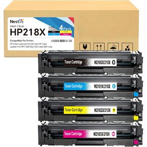 خرطوشة حبر بديلة 218X عالية الإنتاجية لـ HP 218X/218A متوافقة مع HP Color Laser Jet Pro 3201dw MFP 3301cdw MFP 3301fdw MFP 3301sdw W2180X W2181X W2182X W2183X (4 BK/Y/C/M) (بدون شريحة) in Kuwait