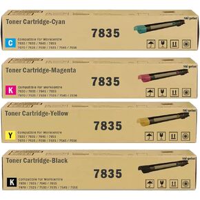 High Yield 7525 Toner Cartridge Replacement for Xerox Workcentre 7830 7835 7845 7855 7970 7525 7530 7535 7545 7556 Printers.Black Cyan Yellow Magenta