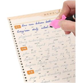 Fendawn Strive Beautiful Round English Calligraphy Practice Copybook, English Handwriting Practice Book Groove English Cursive Calligraphy