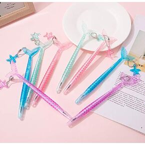 LuFOX 12Pcs Mermaid Tail Gel Pens for Child, Women, Coworkers, Hostess and Girlfriend, Great Party Supplies and School Supplies, Black Ink (0.5mm)