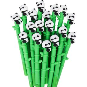 20 Pcs Panda Pens, Cartoon Panda Bamboo Pens Set for Kids Girls, Kawaii Gel Pens 0.5mm Black Ink Ballpoint Pens for School Office Supplies