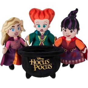 Disney Store Official Hocus Pocus Sanderson Sisters Plush Doll Set - Sarah, Mary & Winifred - Detailed Plush Sculpting, Shimmering Capes, Soft Velour Cauldron - Hocus Pocus Plushies