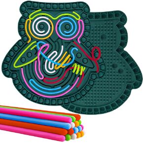 Sensory Activity Board Silicone Fidget Toys for Kids Owl Busy Board for Fine Motor Skill, Stress Relief, Anxiety ADHD, Autism, Kids 3+ Sensory Board with 18 Strings Green