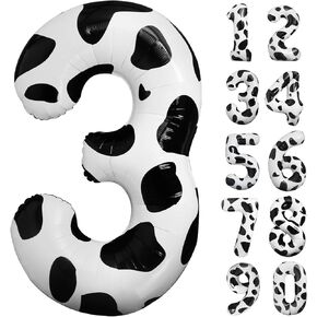 Cow Print Balloons 40 Inch Cow Print Number 2 Balloon Big Number 2 Balloon Moo Moo Im Two Birthday Decorations Cowgirl Theme Number Balloon for 2nd Birthday Farm Barn Animal Party Decor