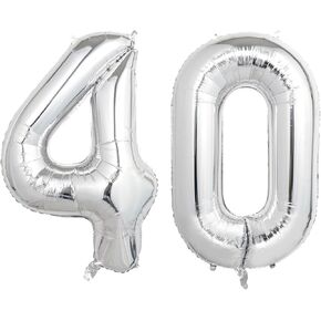 40 Inch Silver 20 Number Balloons, Giant Jumbo Helium Mylar Foil Silver Number Balloons for Birthday, Silver Mylar Digital Balloons for 20th Birthday, Anniversary Party Decorations Supplies