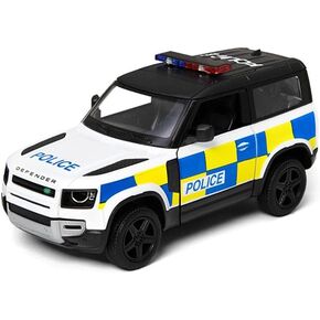 KiNSMART Land Rover Defender 90 Police Edition 1:36 Scale Die Cast Metal Pull Back Action Model Car