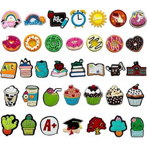 36PCS Beadable Pens Kit Cute Silicone Focal Beads for Keychain Making, School Theme Focals for Beaded Pens Bracelet Jewelry Making Crafts DIY