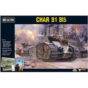 Warlord Bolt Action Char B1 Bis Tank 1:56 Tabletop Miniatures - Plastic Paintable Miniature WWII Soldiers Set, Unpainted Table Top 28mm Military Minifigures for Adults - Gaming Figurines Pack